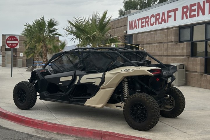 a car parked in front of a building